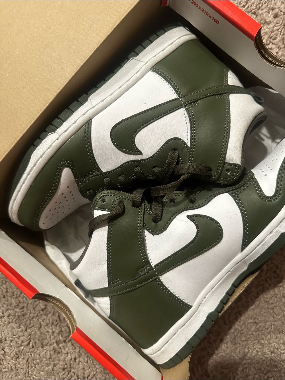 Nike Dunk High Sneakers in White and Olive